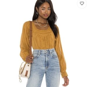 Free PEOPLE faraway fields blouse top embroidered boho xs